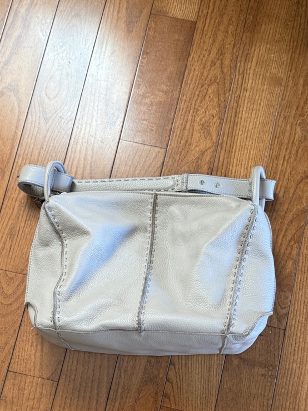 The Sak Light Gray Leather Crossbody Bag